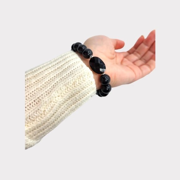 Black Obsidian, Amazonite, Evil Eye Bracelet 10 mm - Picture 4 of 4